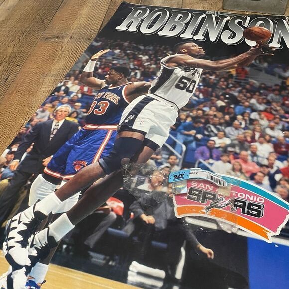 ROBINSON,SAN ANTONIO SPURS,NBA, RARE OFFICIAL LICENSED 1995 POSTER - Picture 10 of 14